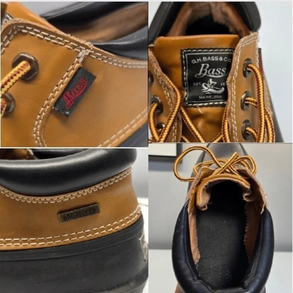 G.H. Bass Huey Duck Boots Men 12M Waterproof Leather Rubber Lace Up Rain Shoes
